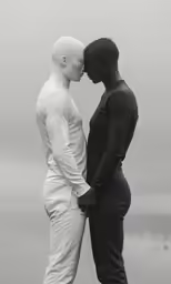 a man and woman are standing in front of each other