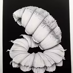 two art decoasts in black and white on a black background