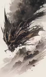an artistic looking artwork work featuring a stylized dragon