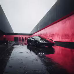 a very sleek car parked in the middle of a tunnel