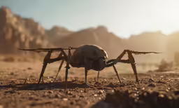 the spider on the ground looks like it has a long antennae
