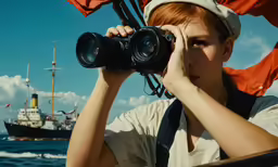a person is seen while taking pictures with their binoculars