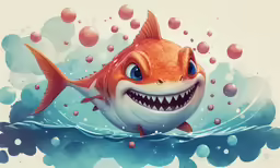 a cartoon smiling shark with a big smile