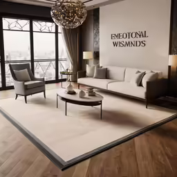 the large living room has many lamps on the windows