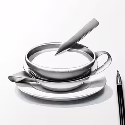 the image shows a white table with two objects