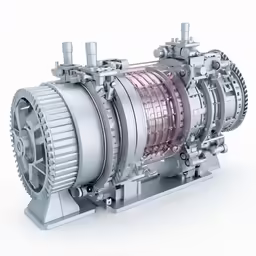 a large metal gear engine is shown