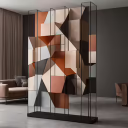 a large art piece with multiple squares and shapes