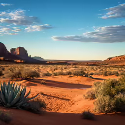 a small desert with many desert plants near some rocks