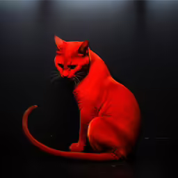 an orange cat is sitting down in front of a black background