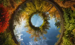 a photo is of an odd tree with reflection