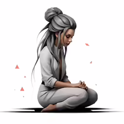 an image of a woman with long hair in yoga outfit