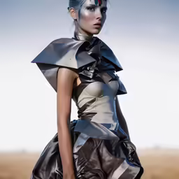 the girl is wearing an unusually designed outfit