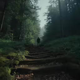 a man that is standing in the dirt near steps