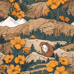 a painting that is in the middle of a mountain