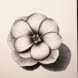 a black and white drawing of a flower