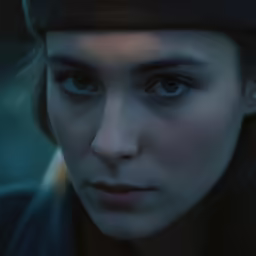 a woman in the process of wearing a cap