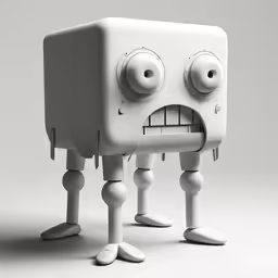 a small robot that has eyes and legs