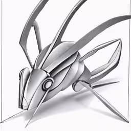 an artistic insect drawn in ink with white paper
