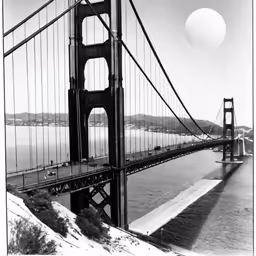 an image of the golden gate bridge taken from above