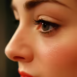 a close up of a person with a nose ring