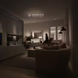 a person is sitting on a couch and looking at a computer