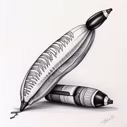 a drawing of two pencils with one another near the end