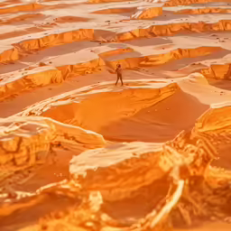 there is a man walking through some brown land