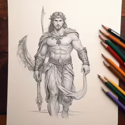 a drawing of god of war