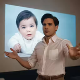 the man is giving a presentation about how to use the computer