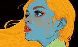 a painting of a woman with yellow hair