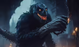 an evil monster is shown in a screenshot in a forest