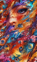 some colorful pictures with different colors and shapes