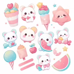 the little bear stickers have different shapes and colors