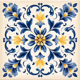 an old blue and white tile design