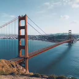 a long suspension bridge over the water