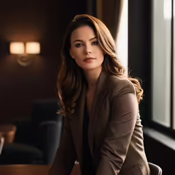 a beautiful woman posing in front of a window