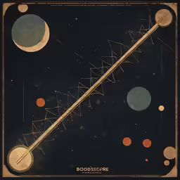 a poster with saturn, moon and earth in it