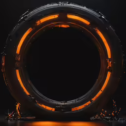 a metal circular object with bright lights in it