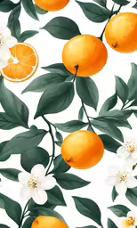 an orange tree with flowers and fruit