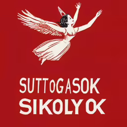 red sign with the words, suttogasok and a picture of a woman holding an instrument