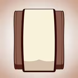 an illustration of a cream and brown object,a paper towel is attached to a toothbrush holder,a brown and white object sitting on top of a table,a flat bread pan icon with the bottom slightly down,the top portion of a bread box on a beige background