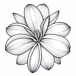 a flower with one large petals on top,a black and white flower with lines on it