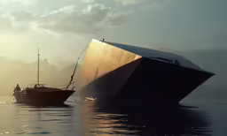 two boats that are in the water by each other