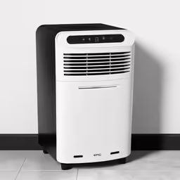 white air purifying device sitting against the wall
