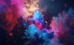 the image is colorful smoke and blue and pink clouds