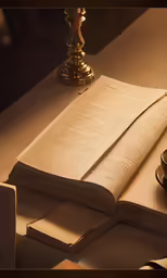 a book and tea cup sitting on a table