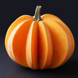 a yellow pumpkin is shown with orange stripes
