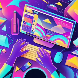 a person works on their computer at the desk