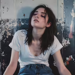a woman wearing shorts sitting on the floor