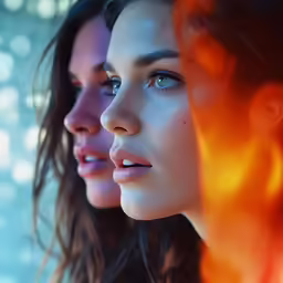 two young women staring at the distance